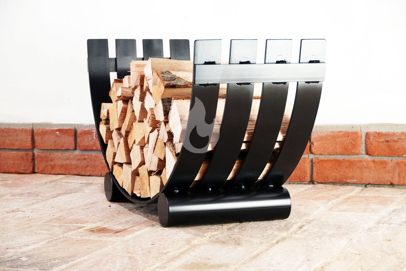 Braver Obloukový stojan na dřevo ke krbu U-Rampa 4LINE 80x40x30cm kolébka, černý - pásovina