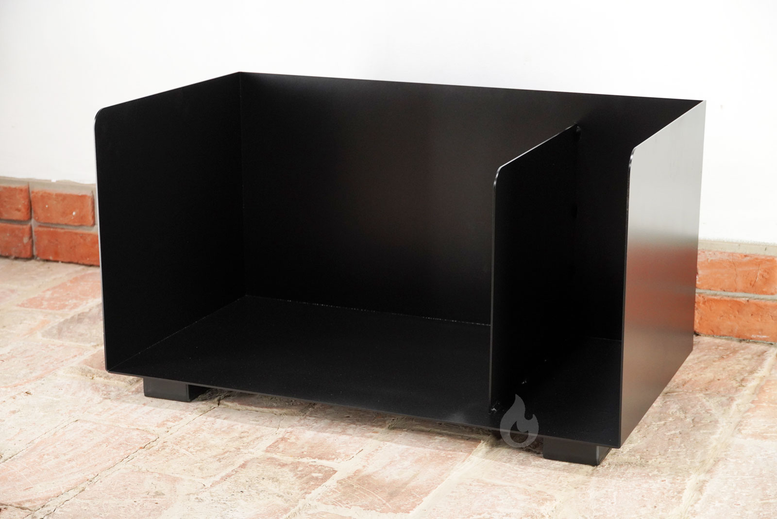 BRAVER Stojan, dřevník, zásobník na krbové dřevo 2-BOX Flop 80x45x45cm, 4 nožky, černý, P-přepážka