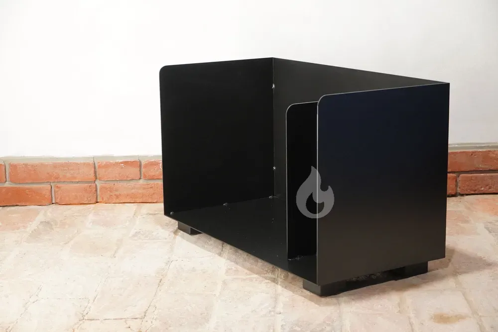 BRAVER Dřevník, zásobník na krbové dřevo 2-BOX 80x40x50cm s přepážkou, 4 nožky, černý