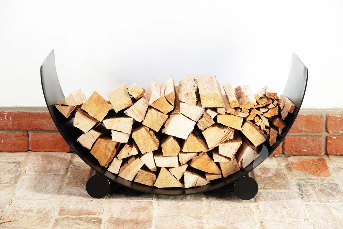 Braver Stojan na dřevo ke krbu U-Rampa SUMO 80x40x40cm kolébka, černý - plech 4mm