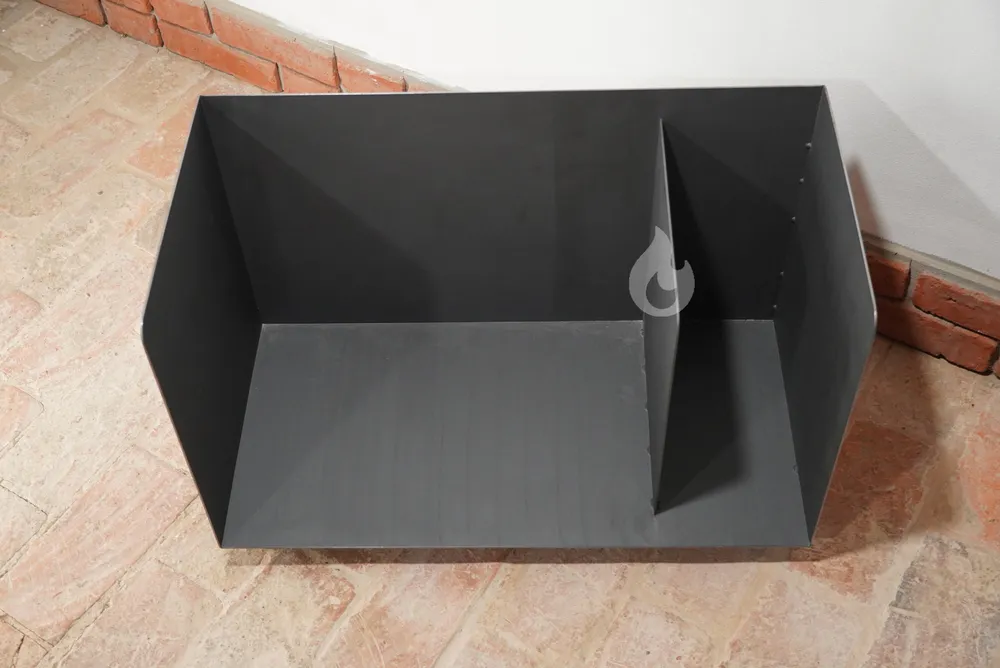 BRAVER Stojan, zásobník na krbové dřevo 2-BOX 80x40x50cm s přepážkou, 4 nožky, Duo Color Lux