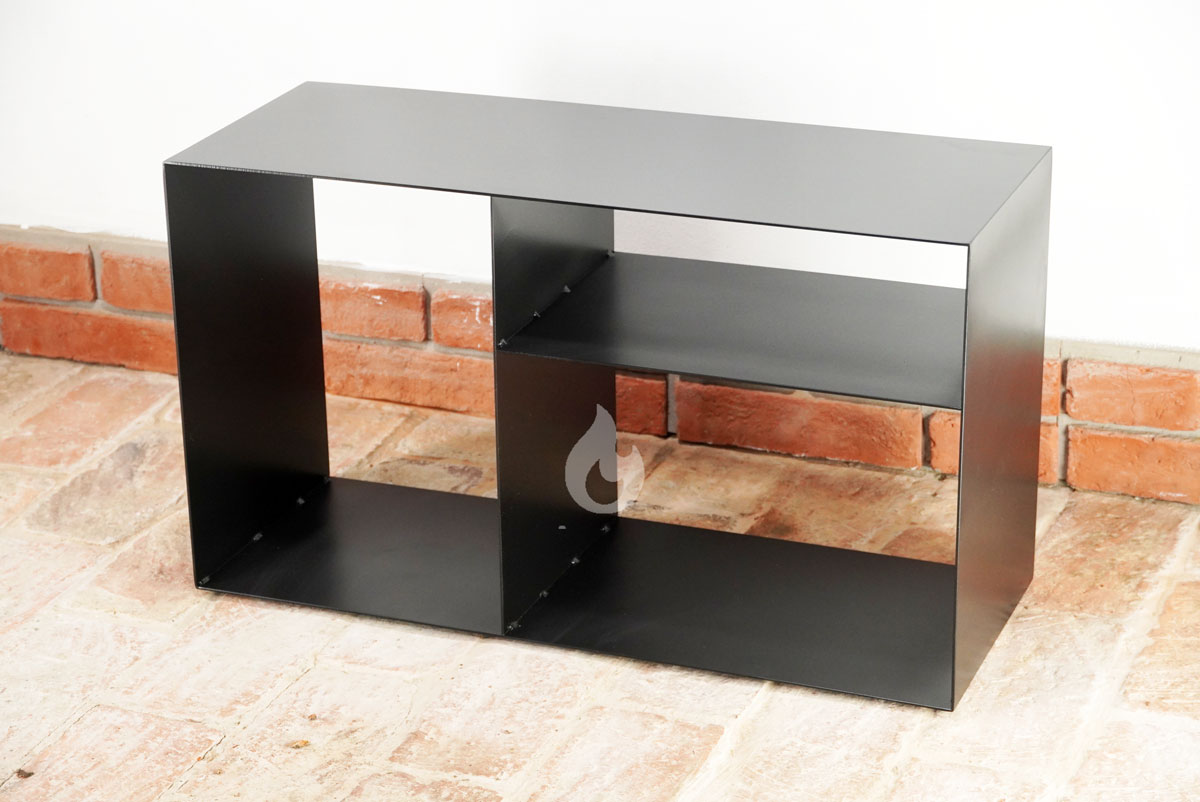 BRAVER Stojan na dřevo ke krbu 3-WIN 80x45x30cm Library, černý 3 mm, knihovna