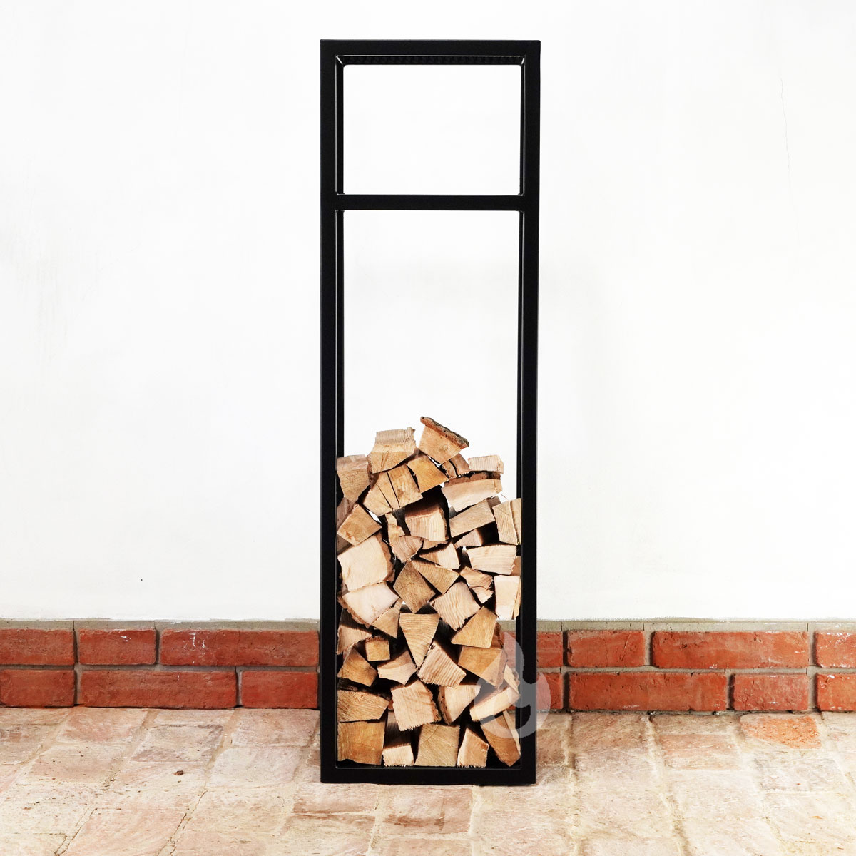 Braver kovový stojan, dřevník na dřevo ke krbu 35x30x120cm Perfo 2WIN-Tower, tahokov, s přepážkou