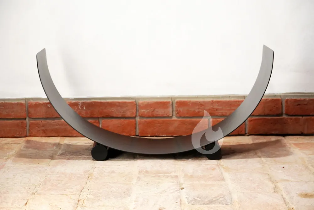 Braver Stojan na dřevo ke krbu U-Rampa Plus 80x40x30cm kolébka, zesílený, černý lak