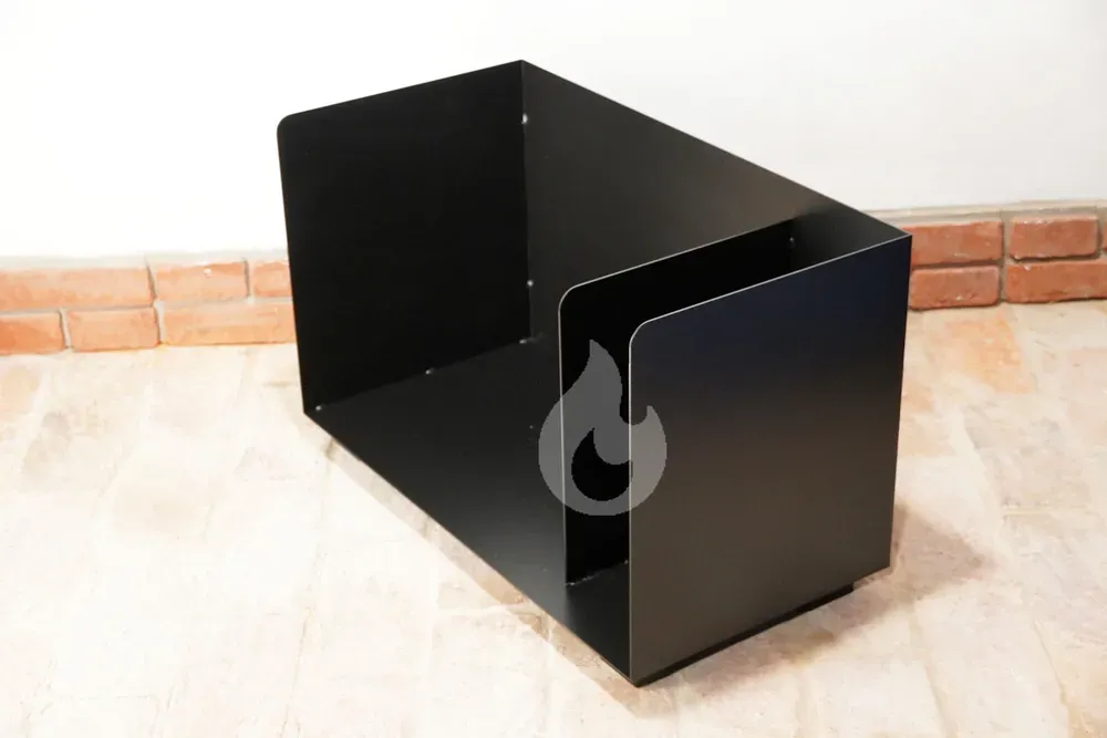 BRAVER Dřevník, zásobník na krbové dřevo 2-BOX 80x40x50cm s přepážkou, 4 nožky, černý