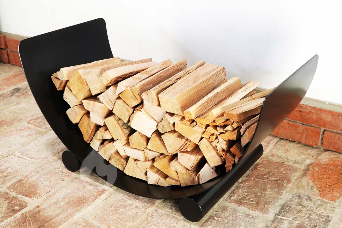 Braver Stojan na dřevo ke krbu U-Rampa SUMO 80x40x40cm kolébka, černý - plech 4mm