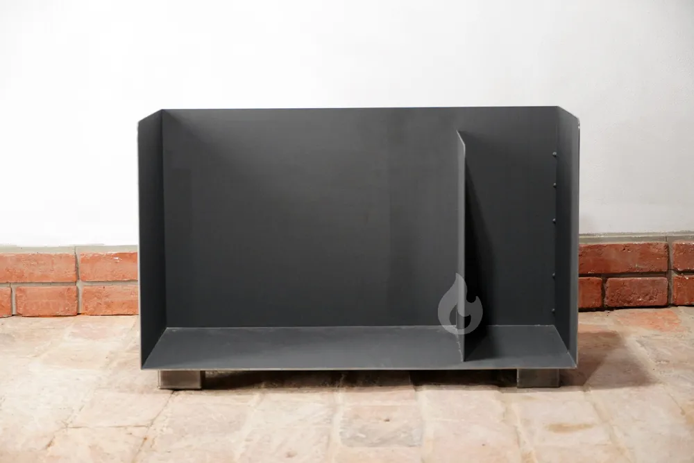 BRAVER Stojan, zásobník na krbové dřevo 2-BOX 80x40x50cm s přepážkou, 4 nožky, Duo Color Lux