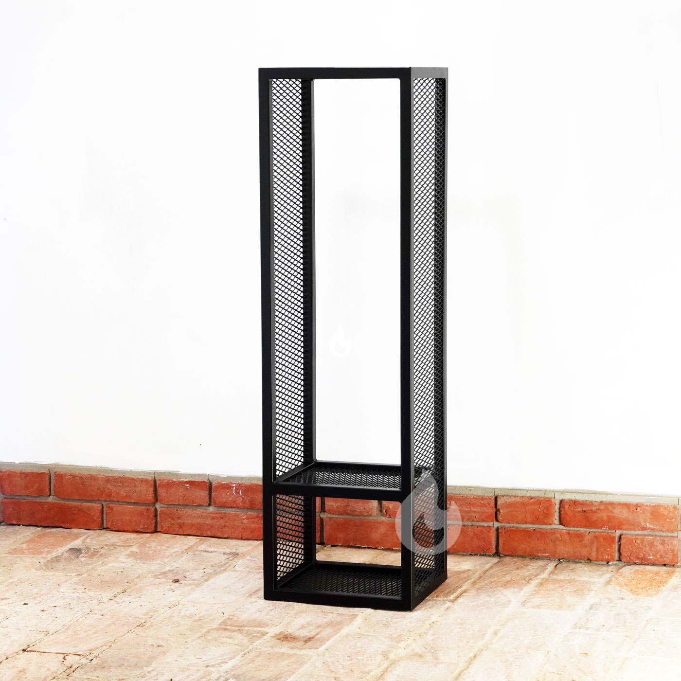 Braver kovový stojan, dřevník na dřevo ke krbu 35x30x120cm Perfo 2WIN-Tower, tahokov, s přepážkou