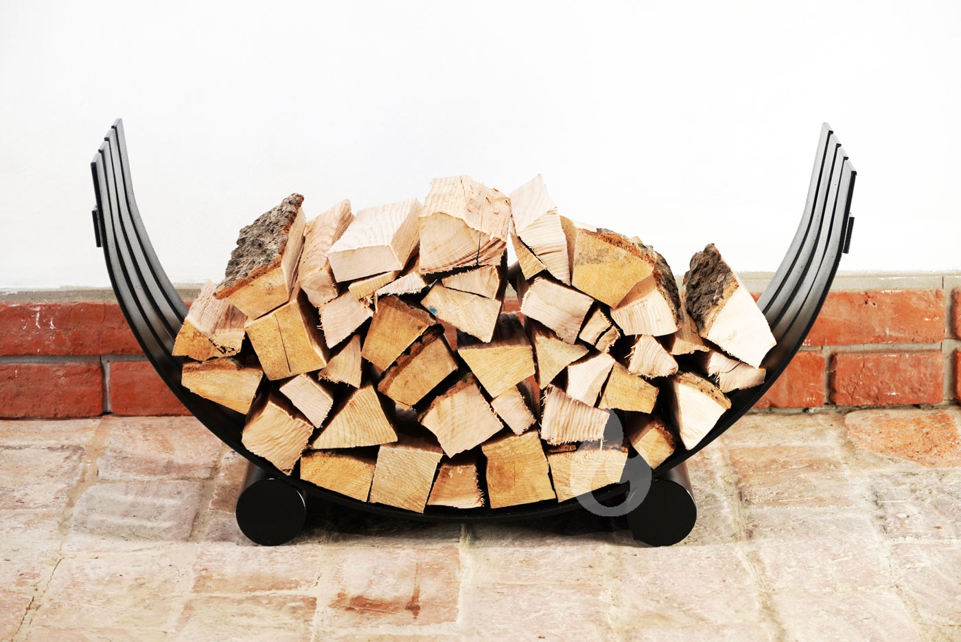 Braver Obloukový stojan na dřevo ke krbu U-Rampa 4LINE 80x40x30cm kolébka, černý - pásovina