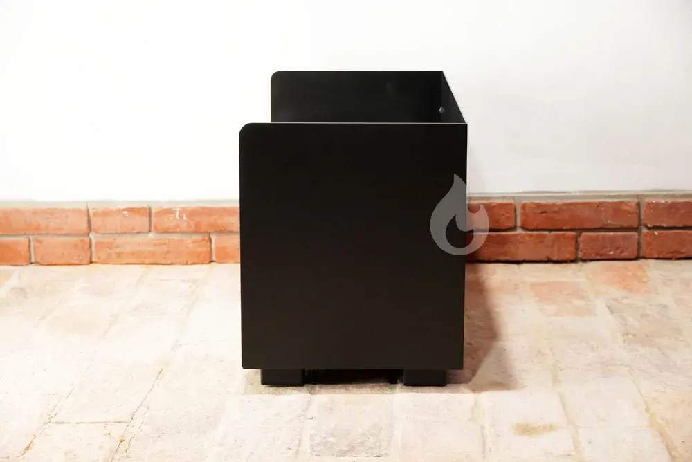 BRAVER Dřevník, zásobník na krbové dřevo 2-BOX 80x40x50cm s přepážkou, 4 nožky, černý