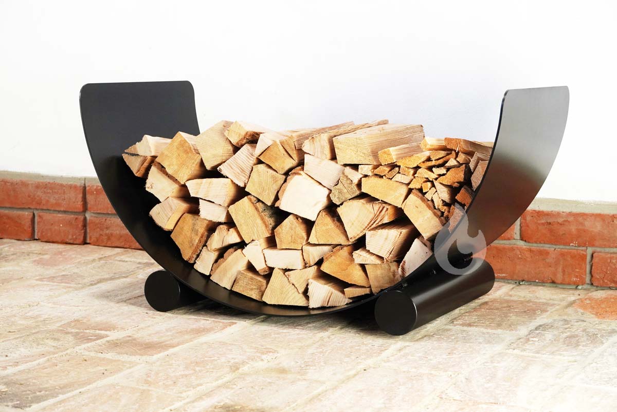 Braver Stojan na dřevo ke krbu U-Rampa SUMO 80x40x40cm kolébka, černý - plech 4mm