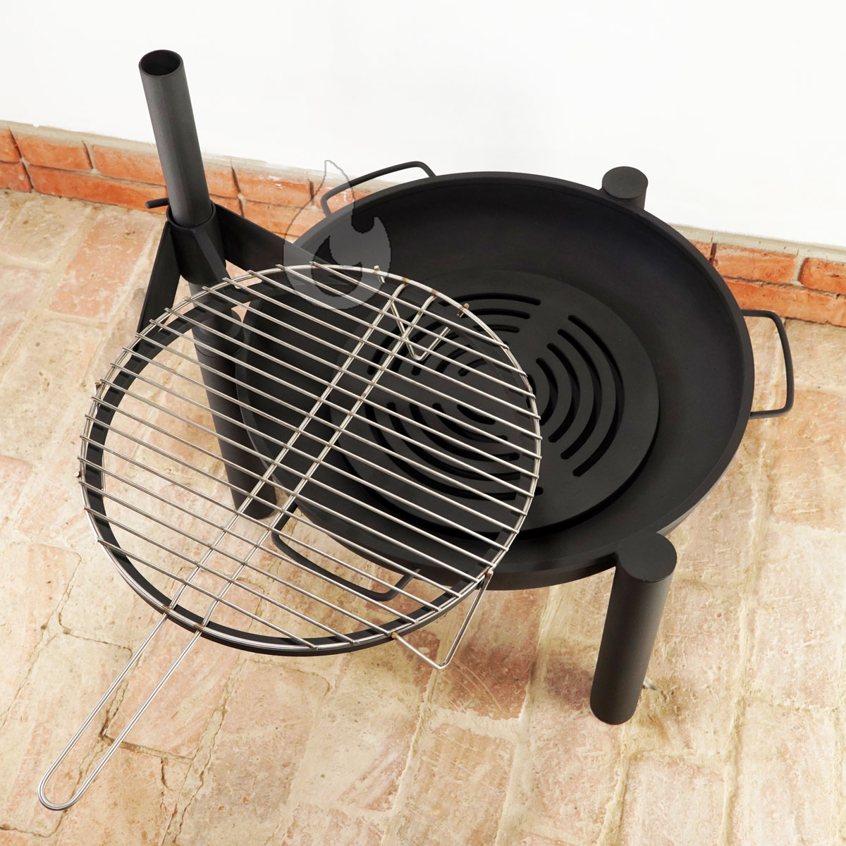 Braver Tripod 70 XL Komplet přenosné kovové ohniště + otočný grilovací rošt, držák kotlíku