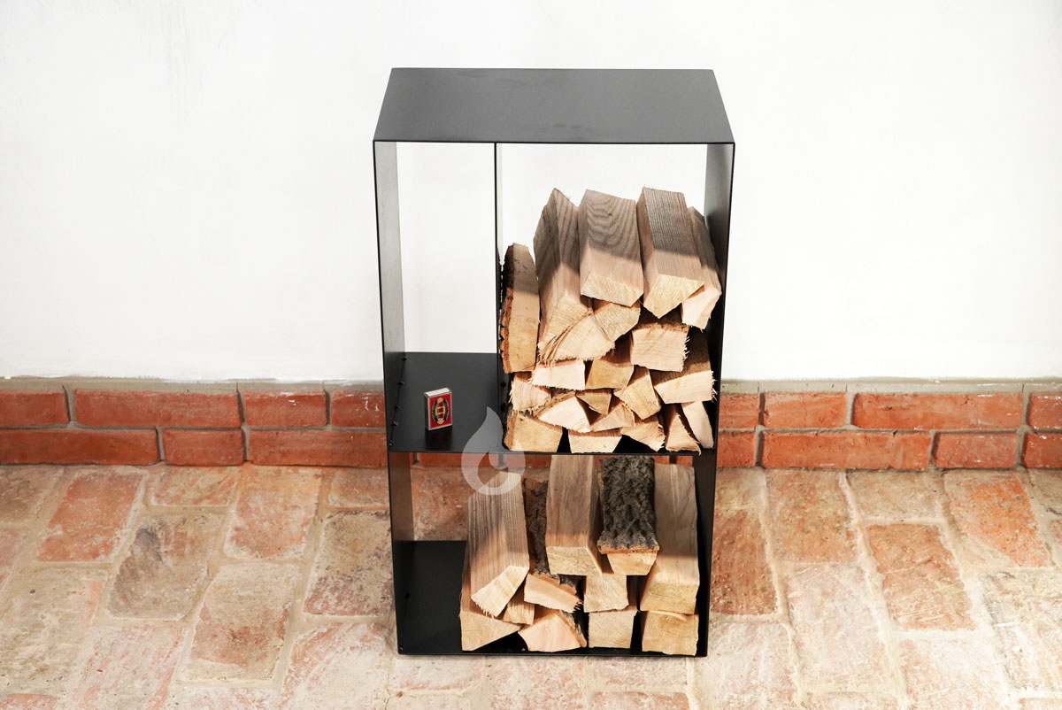 BRAVER Stojan na dřevo ke krbu 3-WIN 80x45x30cm Library, černý 3 mm, knihovna