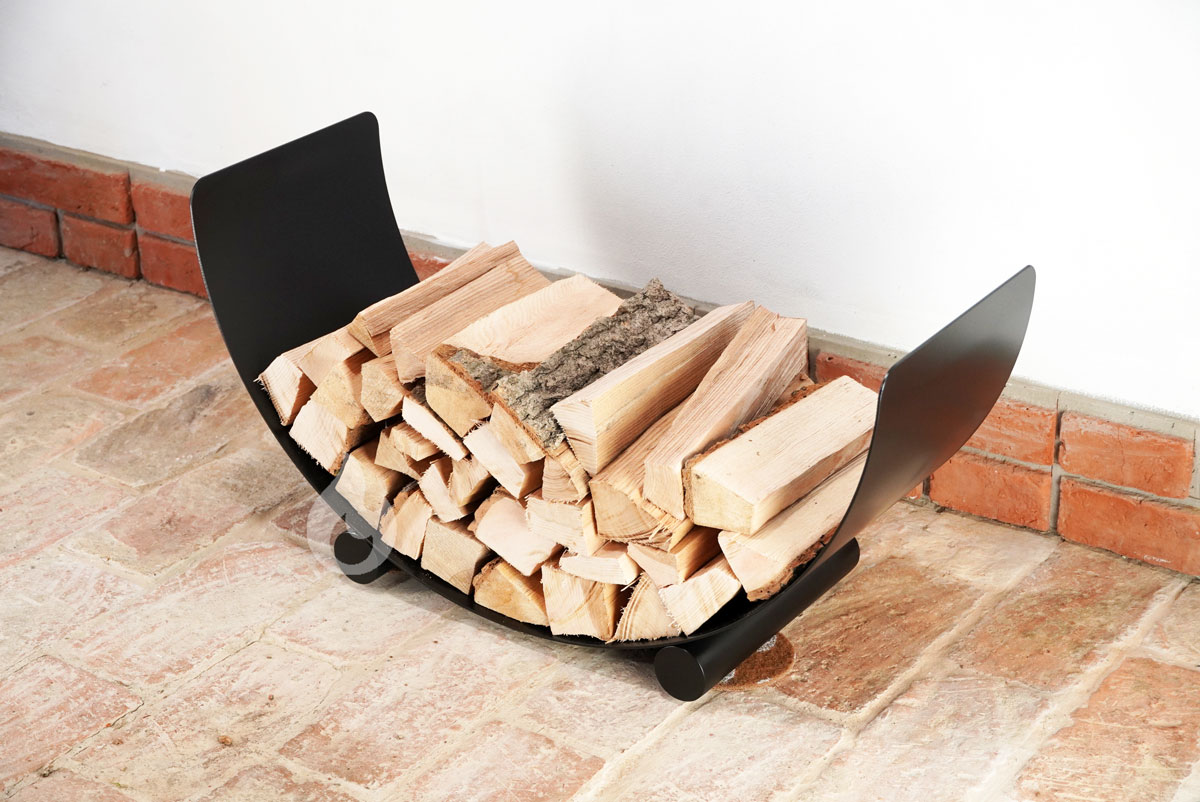 Braver Stojan na dřevo ke krbu U-Rampa 80x40x30cm kolébka, černý Standard