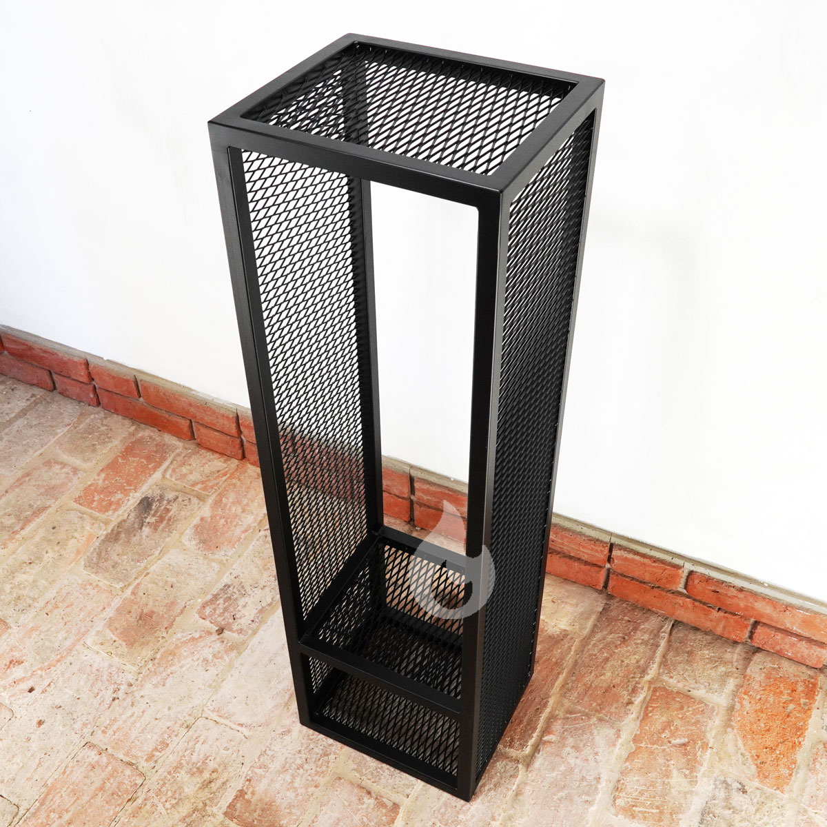 Braver kovový stojan, dřevník na dřevo ke krbu 35x30x120cm Perfo 2WIN-Tower, tahokov, s přepážkou