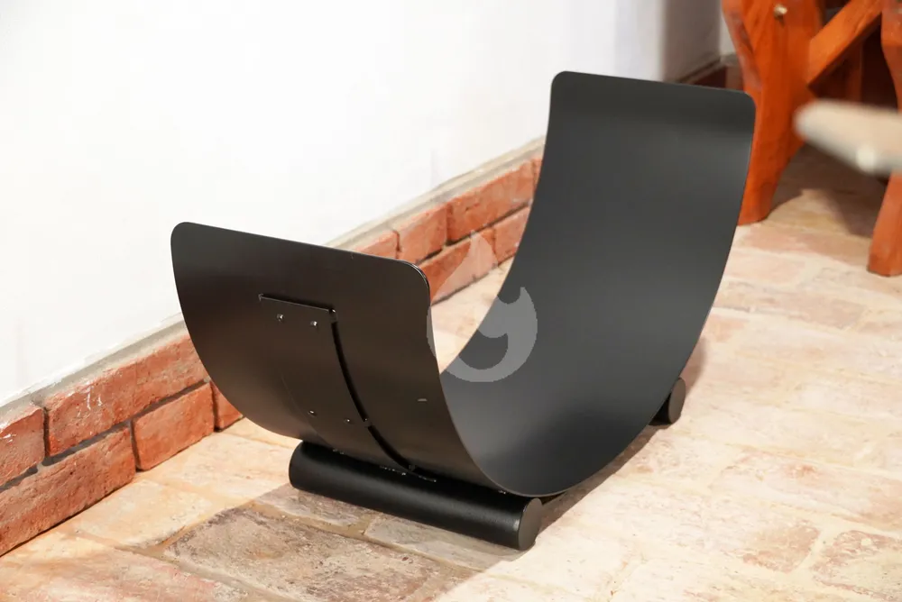 Braver Stojan na dřevo ke krbu U-Rampa Plus 80x40x30cm kolébka, zesílený, černý lak