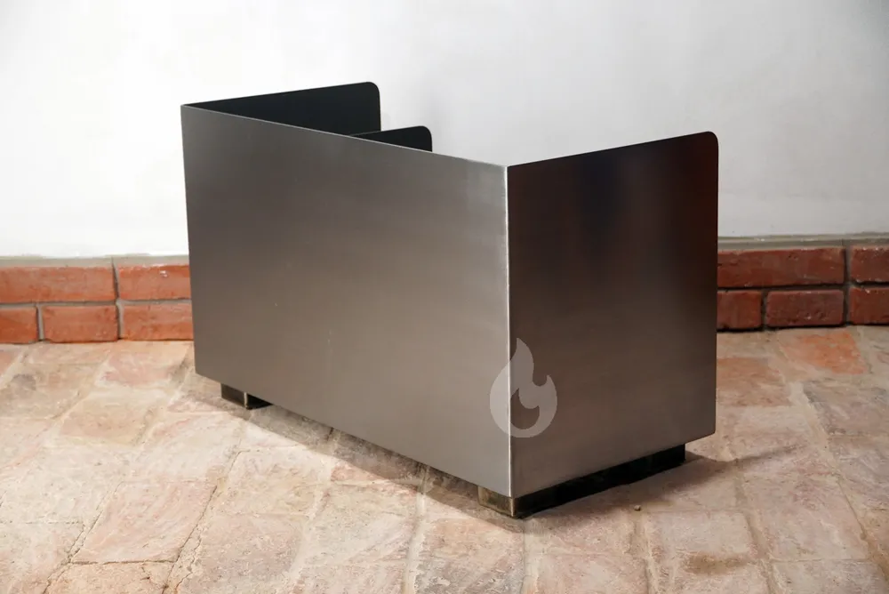 BRAVER Stojan, zásobník na krbové dřevo 2-BOX 80x40x50cm s přepážkou, 4 nožky, Duo Color Lux