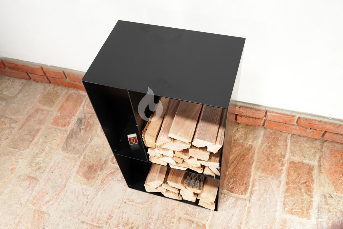 BRAVER Stojan na dřevo ke krbu 3-WIN 80x45x30cm Library, černý 3 mm, knihovna