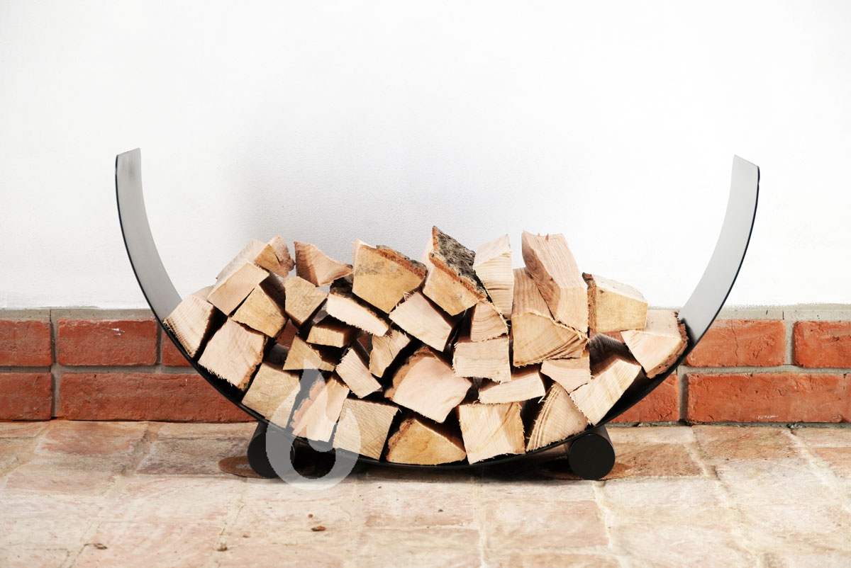 Braver Stojan na dřevo ke krbu U-Rampa 80x40x30cm kolébka, černý Standard