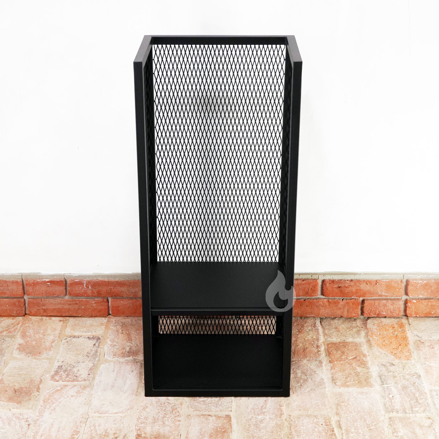 Braver Stojan na dřevo ke krbu Perfo H-Tower Plus+ 45x35x106cm, vysoký, tahokov, černý s policí