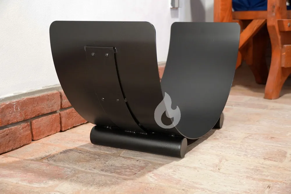 Braver Stojan na dřevo ke krbu U-Rampa Plus 80x40x30cm kolébka, zesílený, černý lak