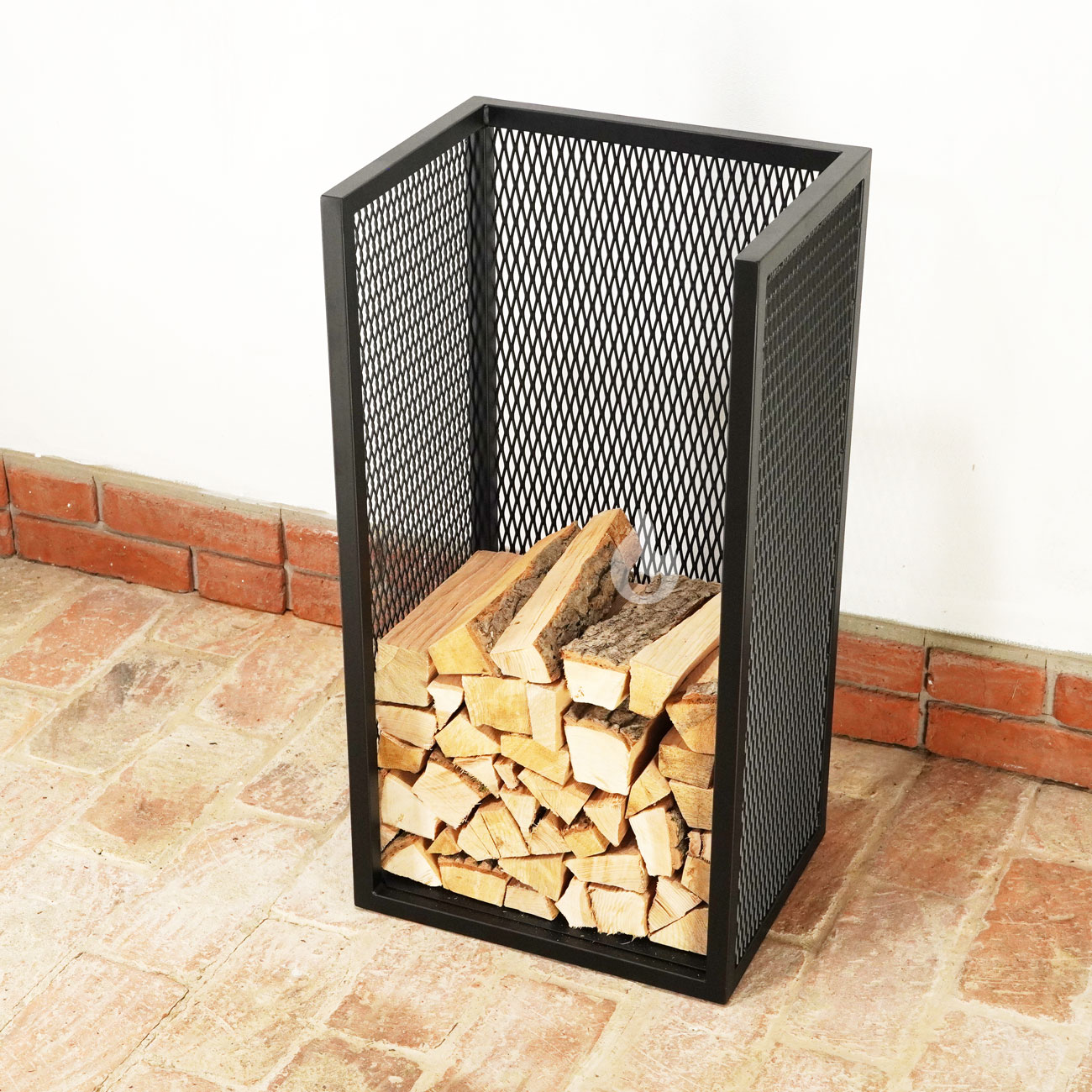 Braver stojan na dřevo, polínka ke kamnům Perfo Baby-Tower 45x35x85cm tahokov, snížený - černý