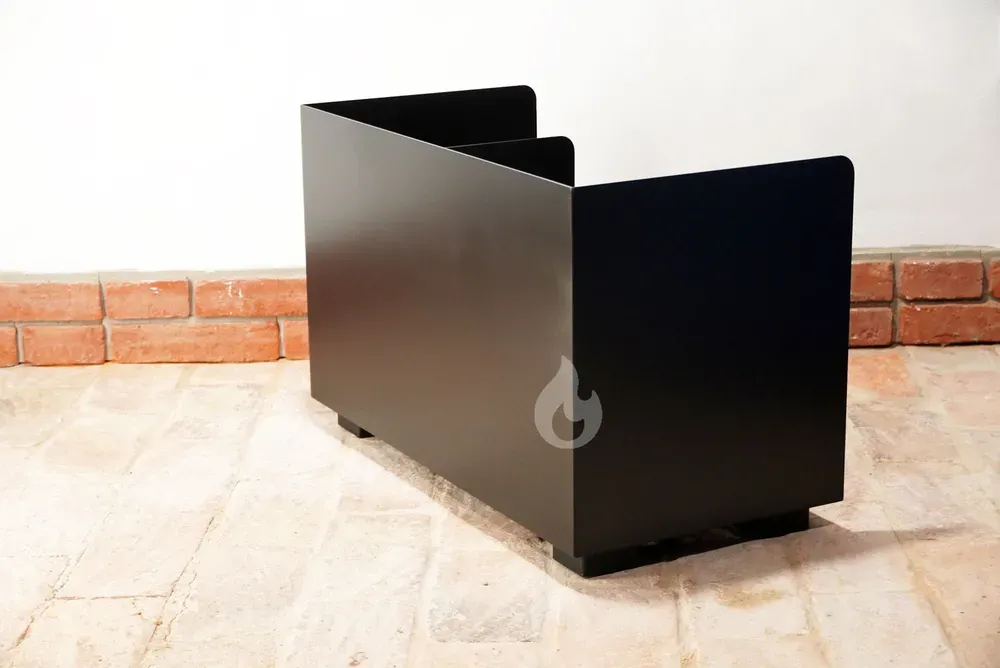 BRAVER Dřevník, zásobník na krbové dřevo 2-BOX 80x40x50cm s přepážkou, 4 nožky, černý