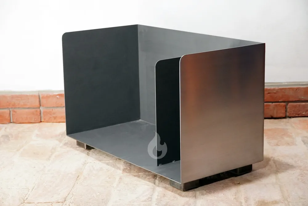 BRAVER Stojan, zásobník na krbové dřevo 2-BOX 80x40x50cm s přepážkou, 4 nožky, Duo Color Lux