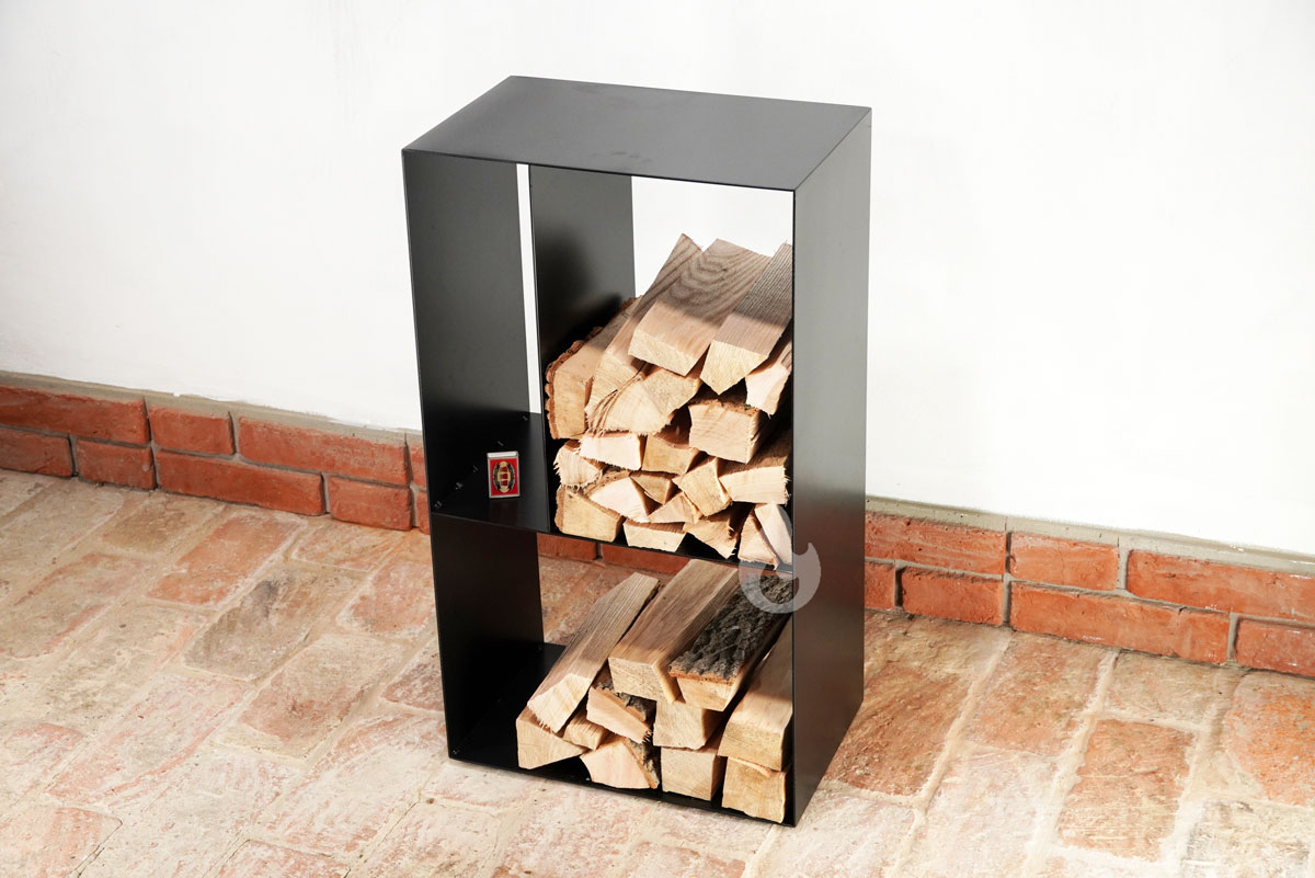 BRAVER Stojan na dřevo ke krbu 3-WIN 80x45x30cm Library, černý 3 mm, knihovna