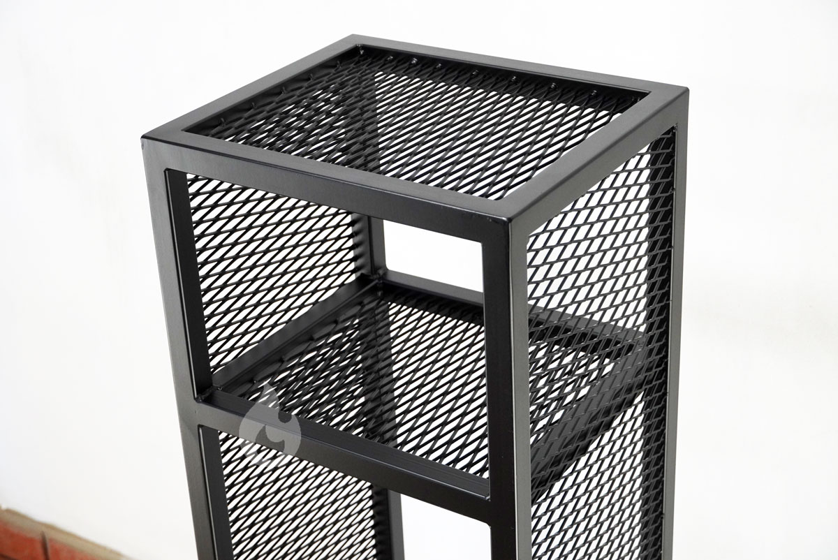 Braver kovový stojan, dřevník na dřevo ke krbu 35x30x120cm Perfo 2WIN-Tower, tahokov, s přepážkou