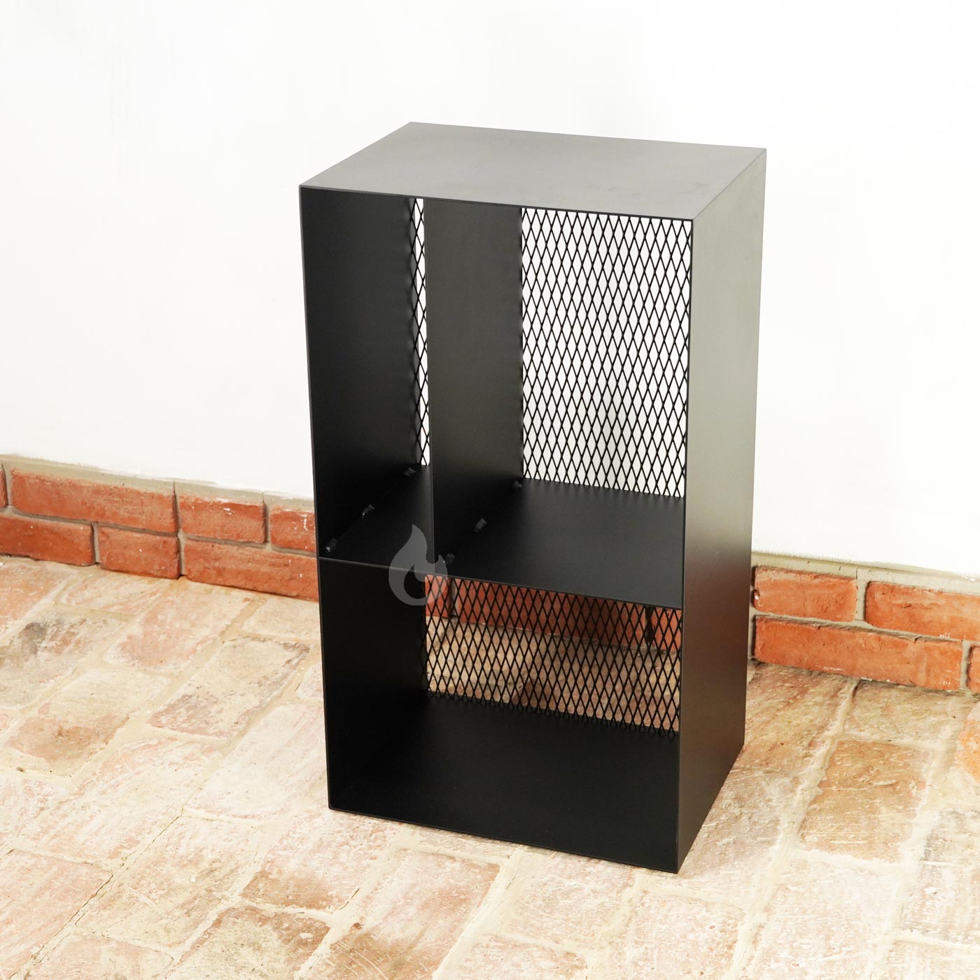 BRAVER Stojan na dřevo ke krbu 3-WIN Library PRO 80x45x33cm, záda s tahokovem, černý