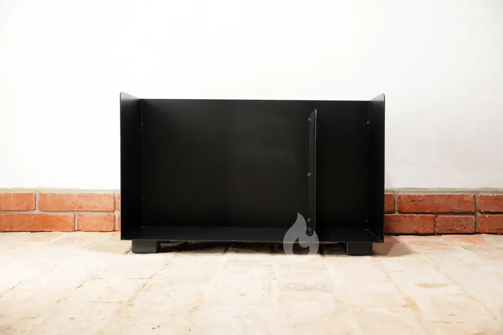 BRAVER Dřevník, zásobník na krbové dřevo 2-BOX 80x40x50cm s přepážkou, 4 nožky, černý