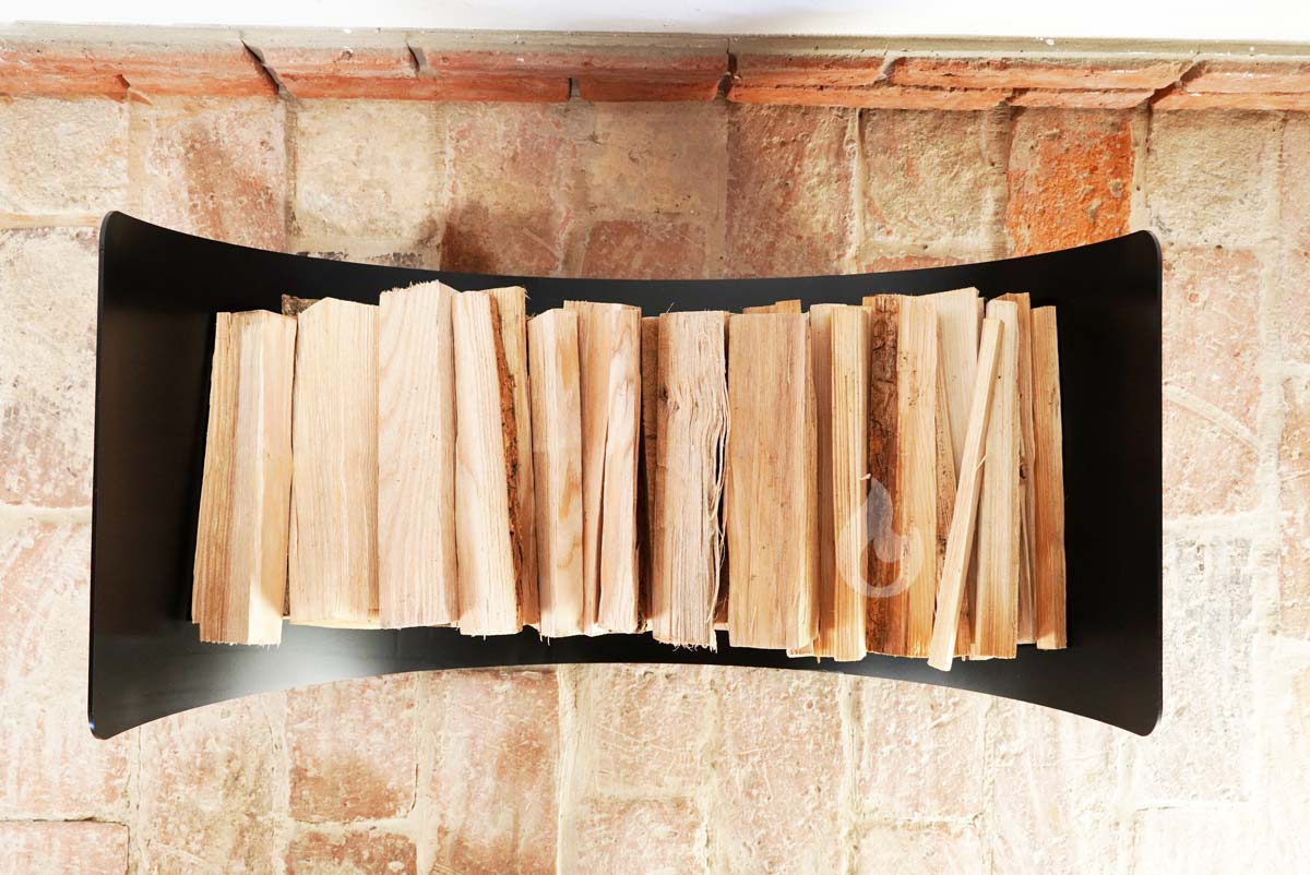 Braver Stojan na dřevo ke krbu U-Rampa SUMO 80x40x40cm kolébka, černý - plech 4mm