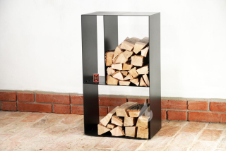 BRAVER Stojan na dřevo ke krbu 3-WIN 80x45x30cm Library, černý 3 mm, knihovna