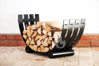 Braver Obloukový stojan na dřevo ke krbu U-Rampa 4LINE 80x40x30cm kolébka, černý - pásovina