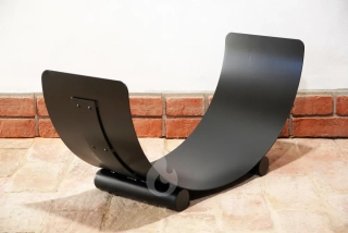 Braver Stojan na dřevo ke krbu U-Rampa Plus 80x40x30cm kolébka, zesílený, černý lak