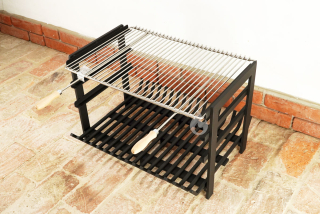 Braver Dragon vložka do zahradního krbu 67x53x45cm, 12 mm, boční držáky + grilovací rošt nerez