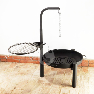 Braver Tripod 70 XL Komplet přenosné kovové ohniště + otočný grilovací rošt, držák kotlíku